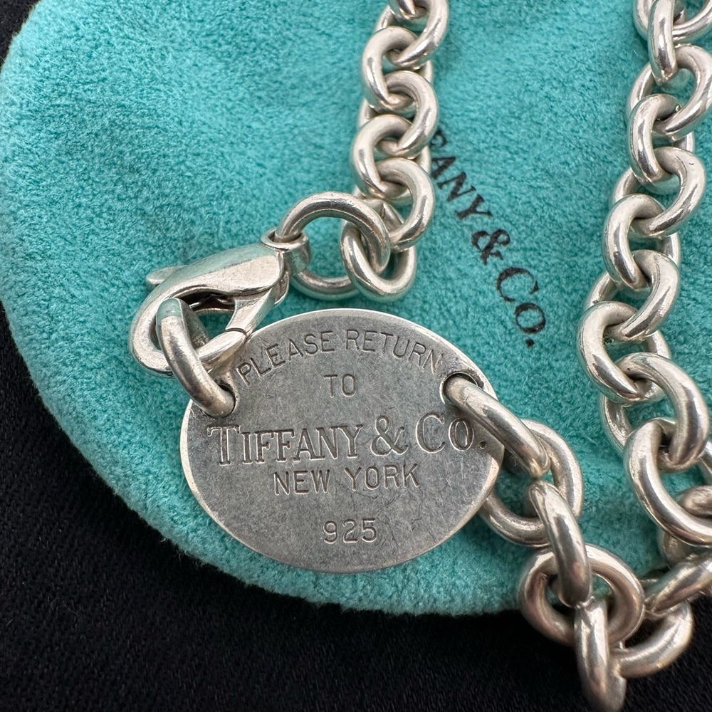 TIFFANY & CO. RETURN TO TIFFANY 925 VINTAGE OVAL TAG NECKLACE - Picture 3 of 13